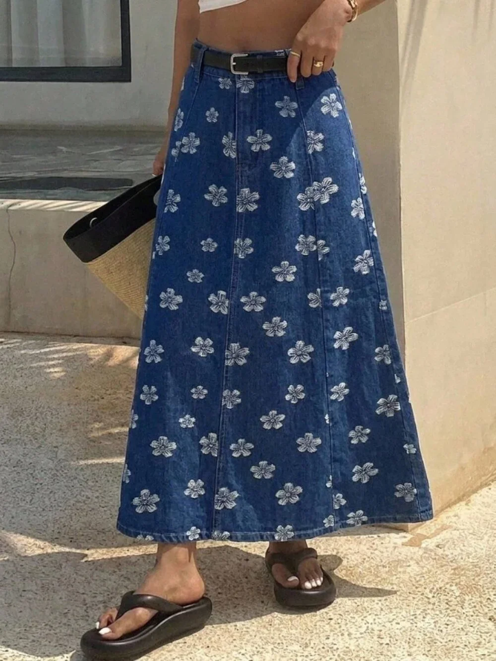 Blue Casual Women's A-Line Denim Skirt